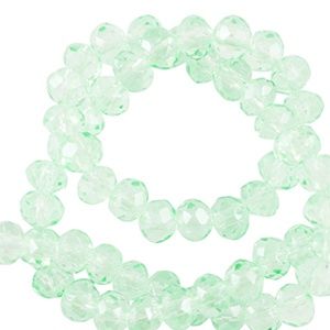 Top Facet kralen 3x2mm disc Soft mint green, 30 stuks