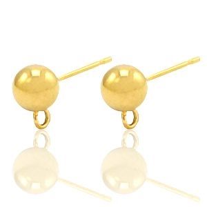 Roestvrij stalen (RVS) Stainless steel oorbellen met oog Goud