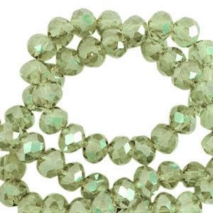 Top Facet kralen 3x2mm disc Vineyard green-pearl shine coating, 30 stuks