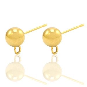 Roestvrij stalen (RVS) Stainless steel oorbellen met oog 15 X 4 mm Goud, per paar