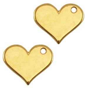DQ metaal bedel hart Goud (nikkelvrij) 18x15mm