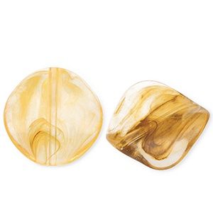 Acryl kralen organic Amber orange-white/brown, per stuk