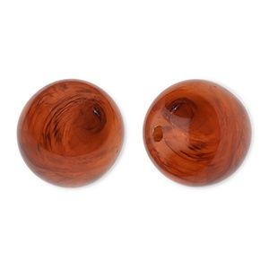 16 mm acryl kralen rond Amber brown-marble, per stuk