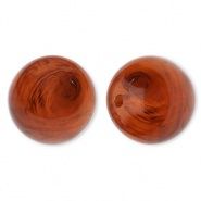 20 mm acryl kralen rond Amber brown-marble, per stuk