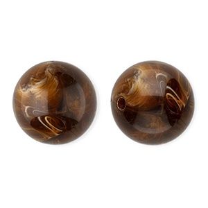16 mm acryl kralen rond Brown-marble, per stuk