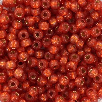 Miyuki Rocailles 8/0 4244 Duracoat Silverlined Dyed Persimmon