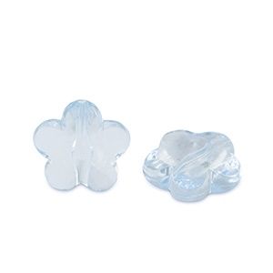 Acryl kralen bloem Aquamarine blue transparent, 10 stuks