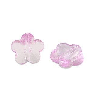 Acryl kralen bloem Rose purple transparant, 10 stuks