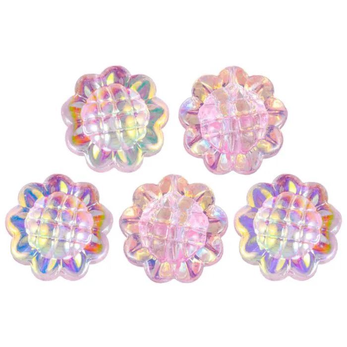 Acryl kralen bloem transparant light pink, 10 stuks