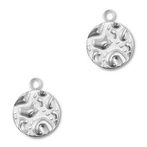Roestvrij stalen (RVS) stainless steel bedel rond Silver 14x12mm