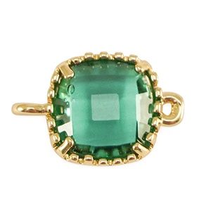 Tussenstuk van crystal glas vierkant Emerald green-gold