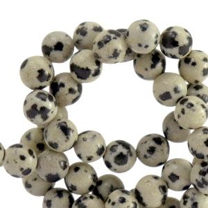 Natuursteen kralen dalmatiër jaspis 8mm Greige, 4 stuks