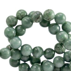 Natuursteen kralen serpentijn en marmer 8mm Pine green, 4 stuks