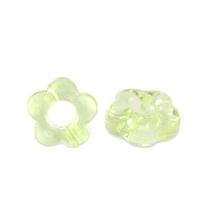 Acryl kralen bloem Transparent light green, 20 stuks