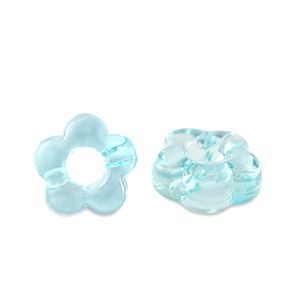 Acryl kralen bloem Transparent turquoise blue, 20 stuks