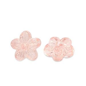 Acryl kralen bloem Transparent salmon Pink, 20 stuks