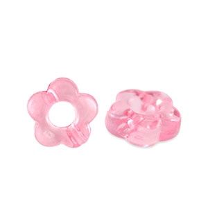 Acryl kralen bloem Transparent pink, 20 stuks