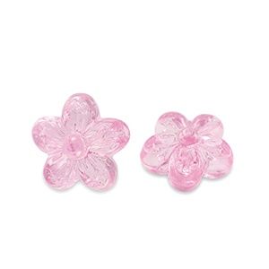 Acryl kralen bloem Transparent azalea pink, 20 stuks