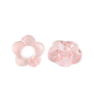Acryl kralen bloem Transparant salmon pink, 20 stuks