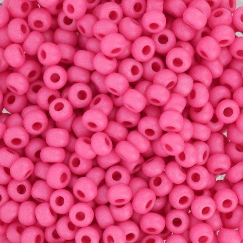 Glaskralen Rocailles 8/0 (3mm) Deep pink, 10 gram