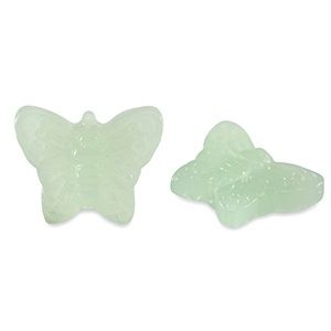Glaskralen vlinder Milky green16x13mm, 3 stuks