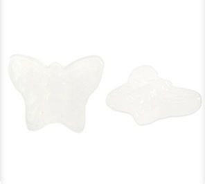 Glaskralen vlinder Milky white 16x13mm, 3 stuks