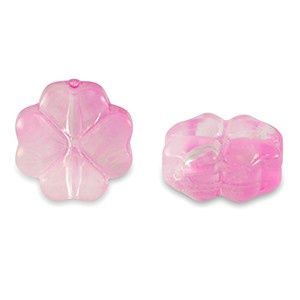 Glaskralen klaver Pink 10mm, 3 stuks