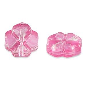 Glaskralen klaver Red Rose 10mm, 3 stuks