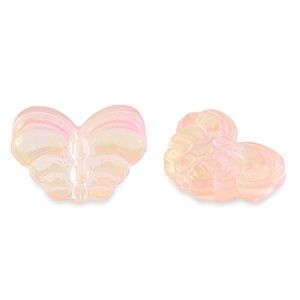 Glaskralen vlinder Peach pink 16x13mm, 3 stuks