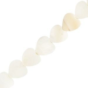 Schelp kralen hartje White 8mm, 5 stuks
