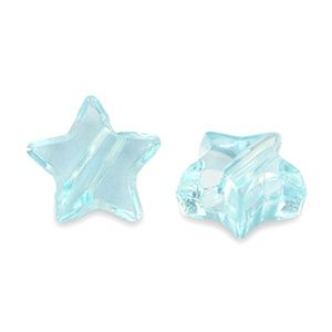 Acryl kralen sterTransparent turquoise blue, 25 stuks