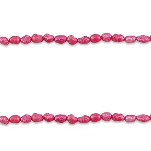 Zoetwaterparels rice Pink 4mm x 3,5 mm, 3 stuks