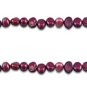 Zoetwaterparels nugget Dark purple 4mm x 3,5mm, 3 stuks