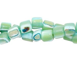 Schelp kralen tube Meadow green, 4mm x 3,5mm, 10 stuks