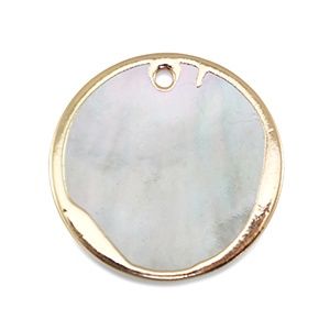 BQ Zoetwaterparels bedel rond Gold-Natural white25mm, per stuk