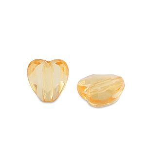 Acryl kralen hart Spectra yellow transparent, 10 stuks