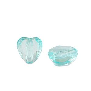 Acryl kralen hart Ocean blue transparent, 10 stuks