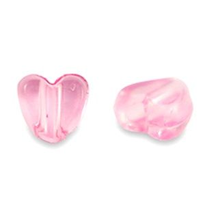 Acryl kralen hart Transparent pink, 30 stuks