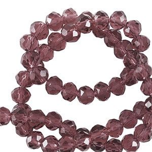 Top Facet kralen 3,5x2,8mm disc Aubergine purple, 30 stuks