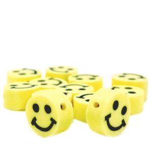 Polymeer kralen smiley Yellow, 5 stuks
