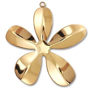 Roestvrij stalen (RVS) Stainless steel hanger bloem Gold 56x54mm