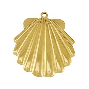 Roestvrij stalen (RVS) Stainless steel bedel schelp Gold, 27x25mm