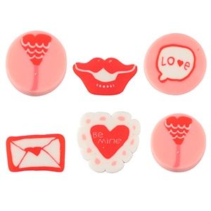 Polymeer kralen love Pink-white red, 5 stuks