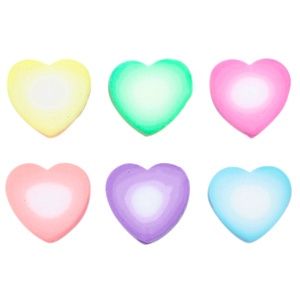 Polymeer kralen hartje Multicolour-white, 6 stuks
