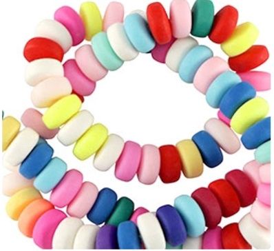 Polymeer Kralen Rondellen 7mm Multicolour Bright, 15 stuks