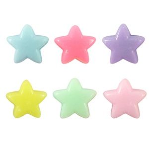 Acryl look kralen ster Multicolour pastel12 mm, 12 stuks