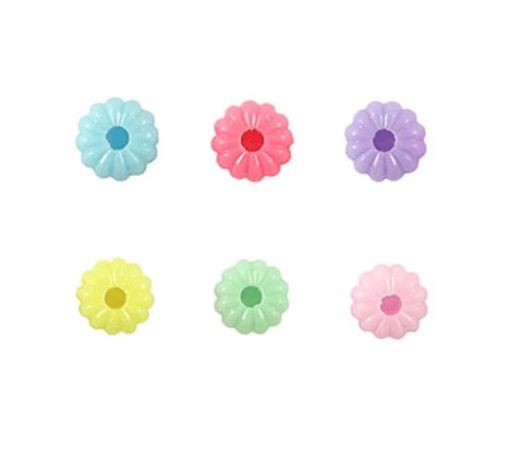 Acryl look kralen bloem Multicolour pastel 8mm,15 stuks