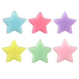 Acryl look kralen ster Multicolour pastel13mm, 10 stuks