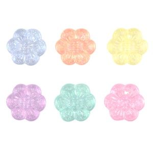 Acryl kralen bloem Multicolour transparant AB 12mm, 8 stuks