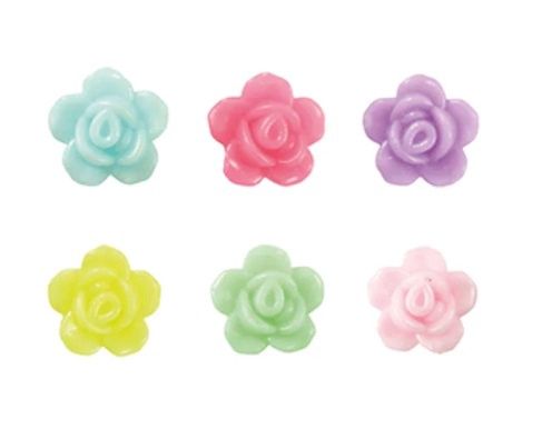 Acryl look kralen roos Multicolour pastel 12mm,12 stuks